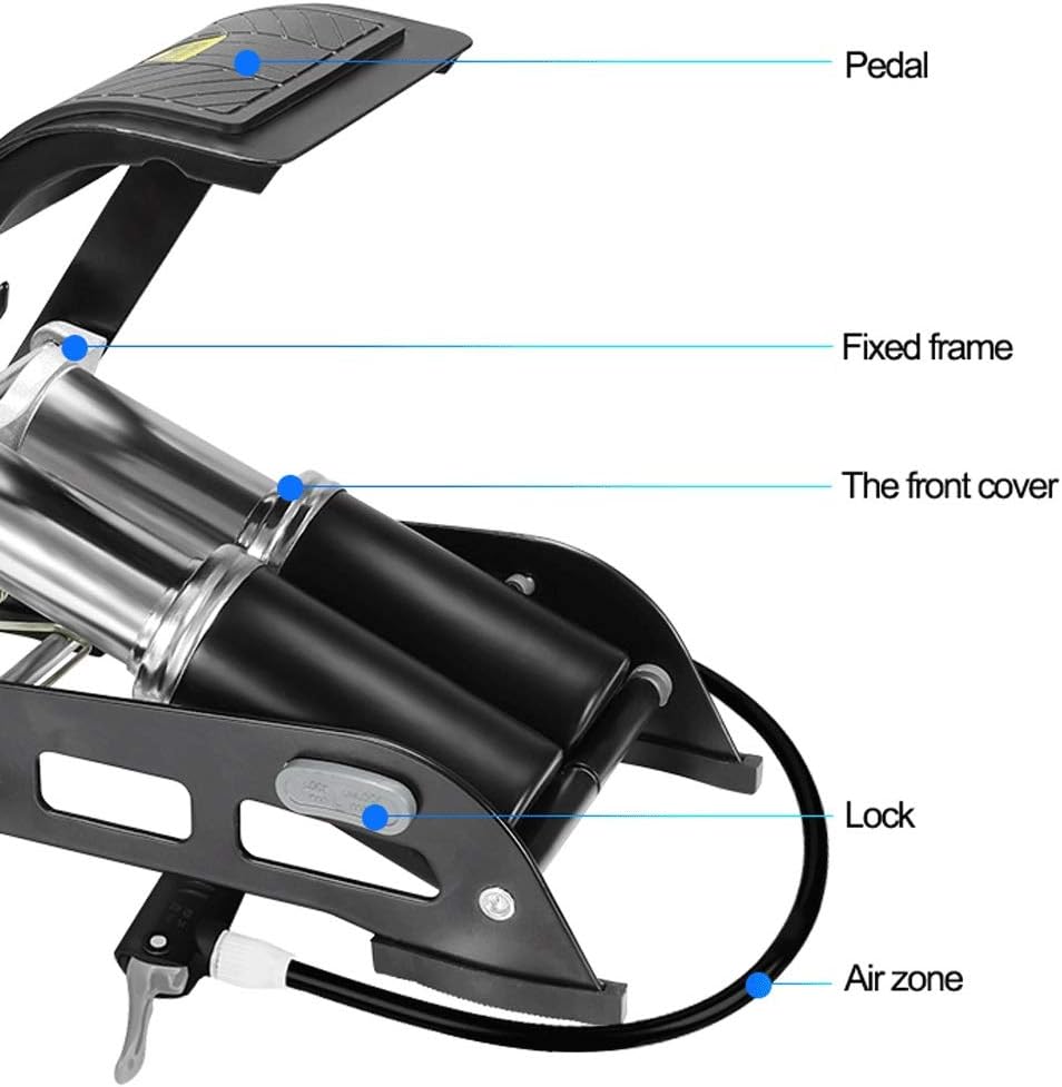 自転車用フットポンプペダル式エアポンプ車の空気高圧タイヤインフレータ車用一般的なポンプ空気圧縮機 (Color : A)