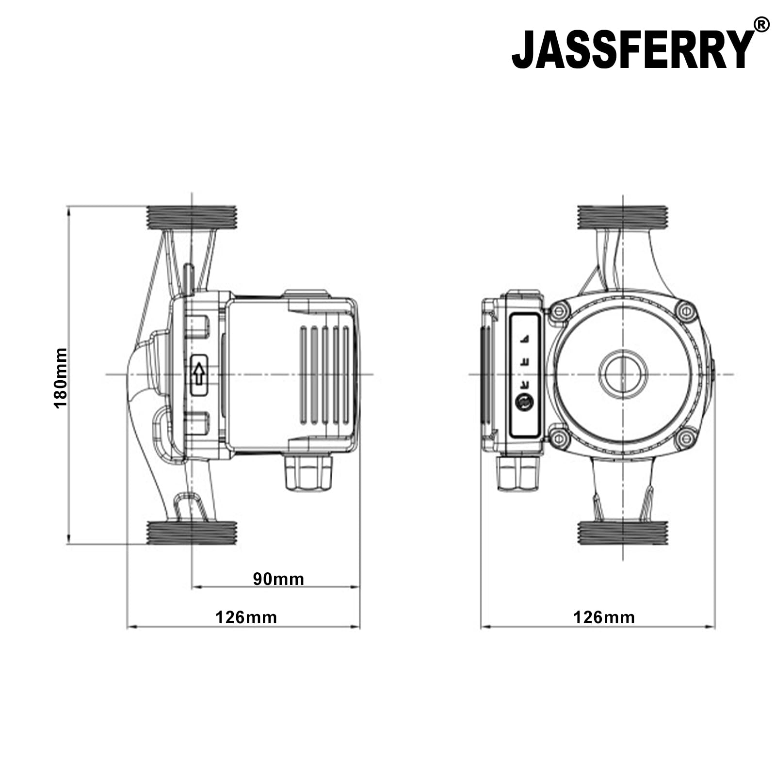 JASSFERRY Pompe de Circulation Chauffage, Pompe de Chaudiere Circulateur pour Chauffage Central 25-40/180 mm