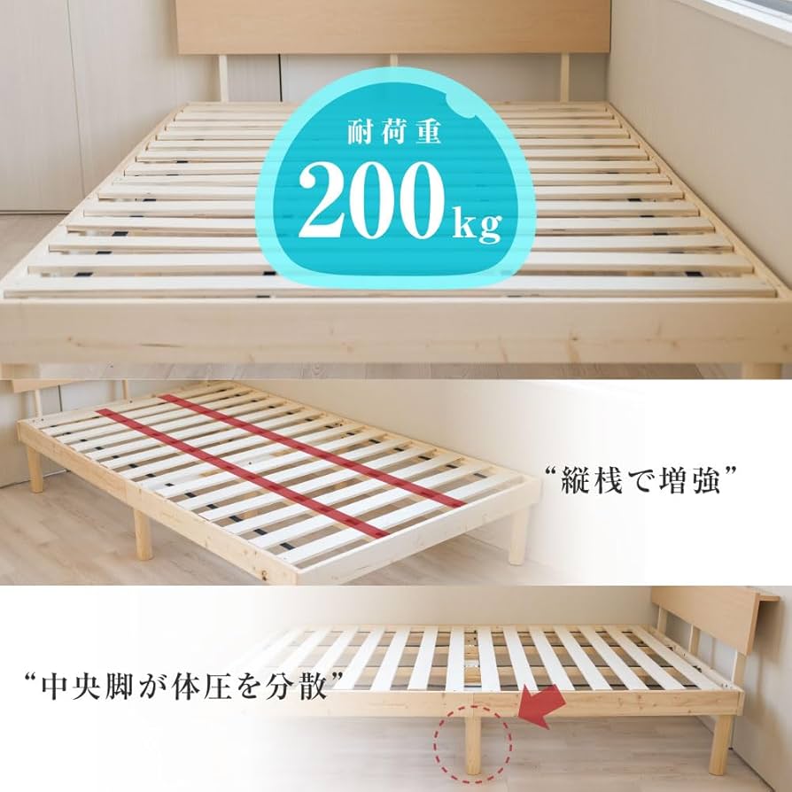 Amazon｜【ggkk】ベッドフレーム セミダブル コンセント付