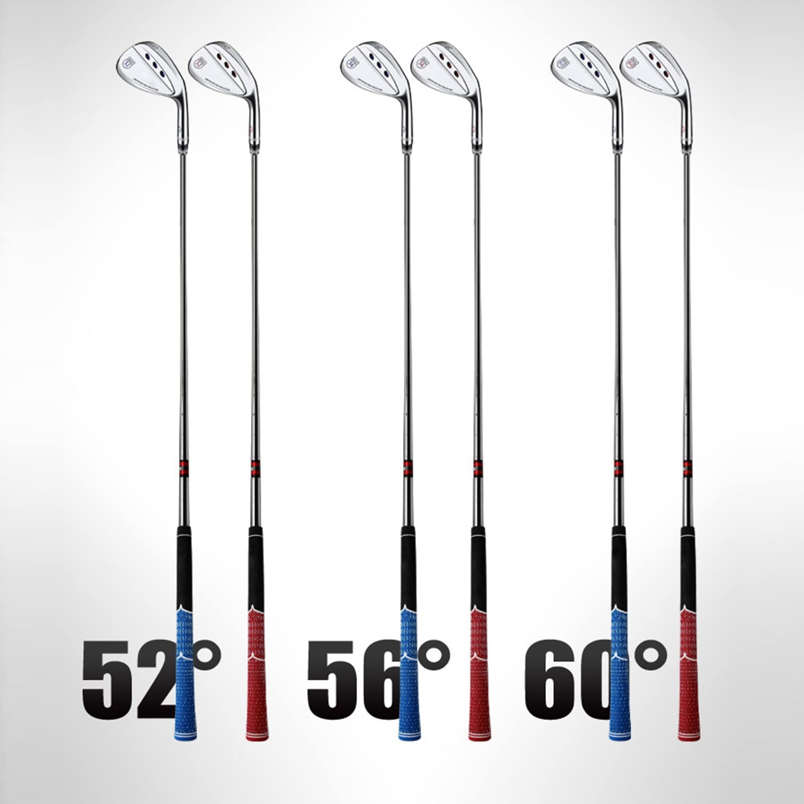 Golfschläger, 52° 56° 60° Grad Golfkeile, Edelstahlkopf, Carbonschaft, männlich und weiblich, geeignet für Golfer, geeignet für Anfänger und Fortgeschrittene, Silberrot, Silberblau