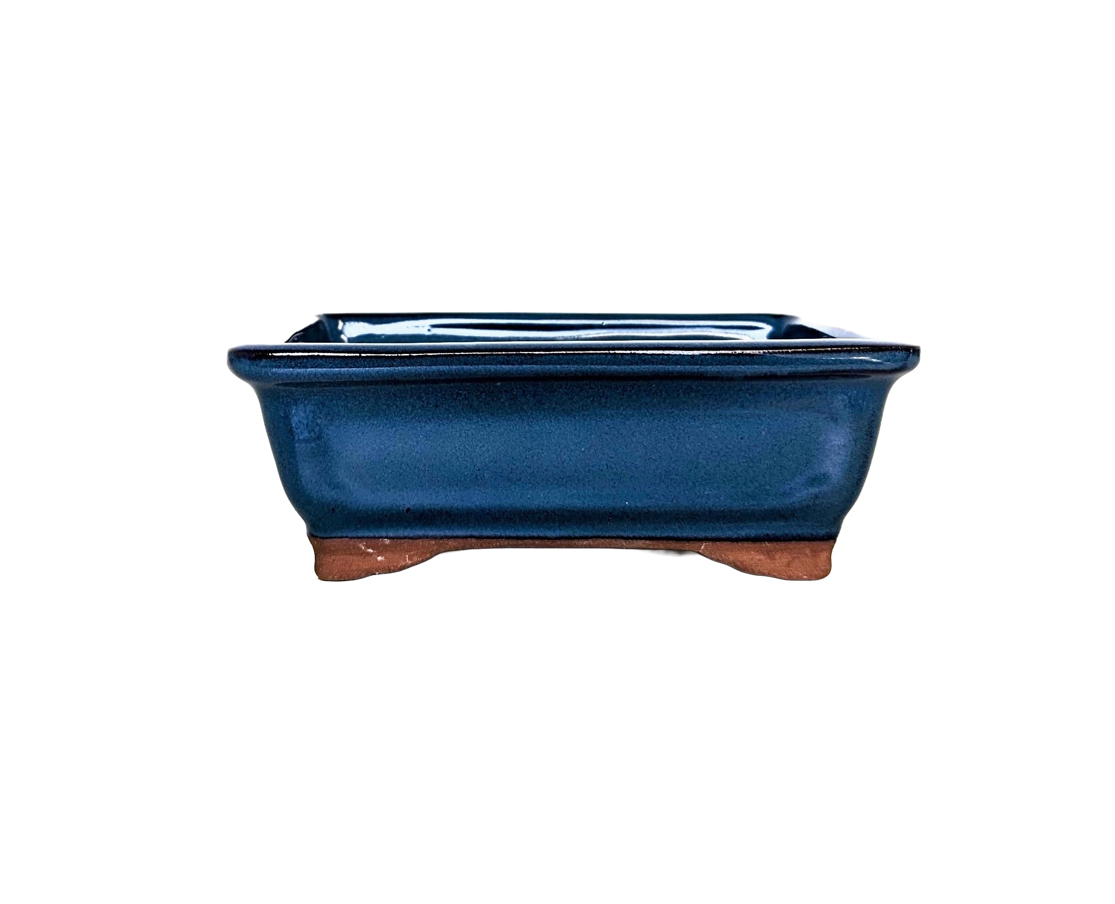 Glazed Ceramic Bonsai Pots without trays (Metallic Blue, 16cm)