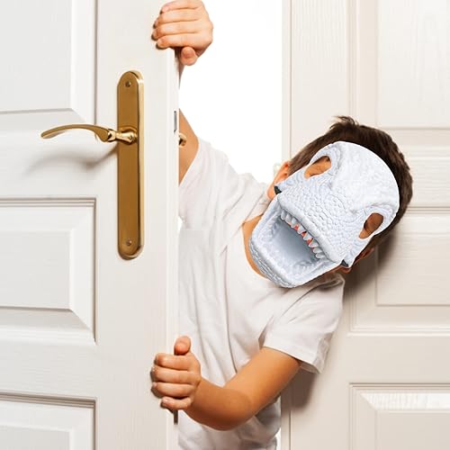 Miniatura 6 de AMUGEL Máscara de dinosaurio con mandíbula de apertura, disfraz de dinosaurio para Halloween, dinosaurio, cosplay, fiesta, accesorios