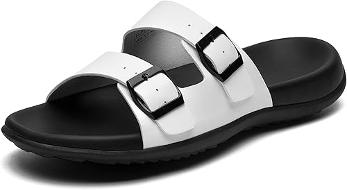 BEOAPT Sandalias para hombre antideslizantes ajustables con soporte de arco Negro (Allblack), Negro/Blanco, Marrón, Azul oscuro, marrón oscuro, gris