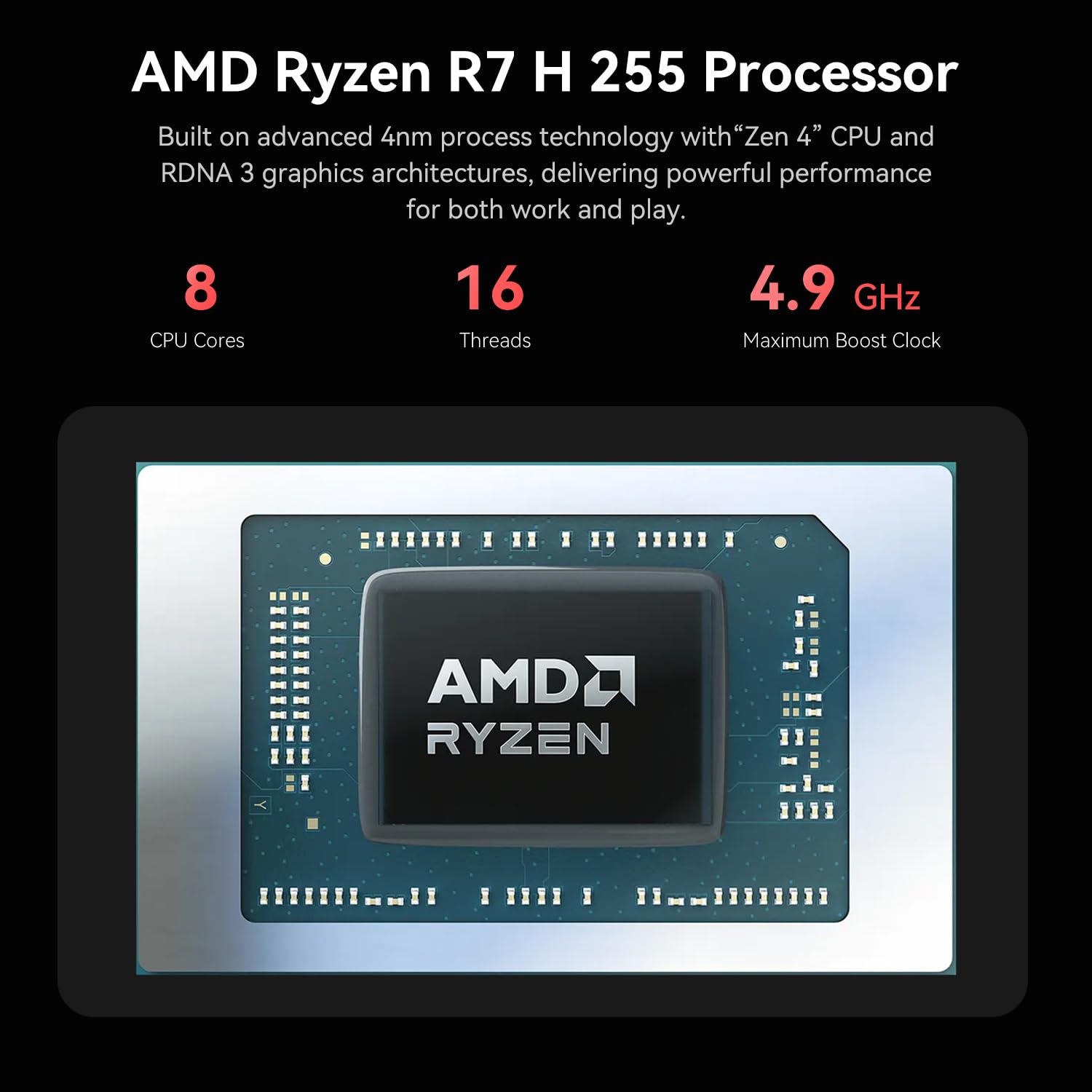 Beelink SER9 Pro AI Mini PC, AMD Ryzen 7 H 255(8C/16T, bis zu 4,9 GHz), 24G LPDDR5X 1TB PCIe4.0 SSD, Mini Computer 4K Triple Display, USB4/WiFi6/BT5.2/2.5G LAN, Openclaw vorinstalliert, Ubuntu