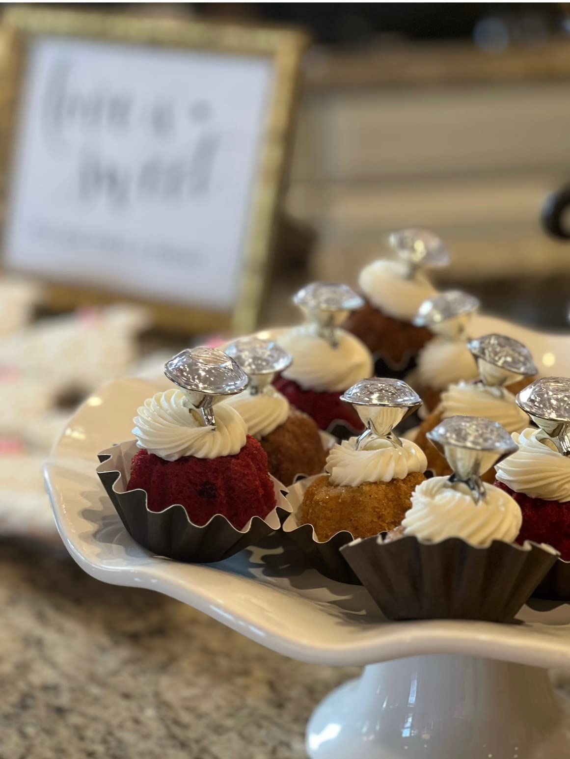 BLUE PANDA 36 Pack Plastic Diamond Rings for Bridal Shower