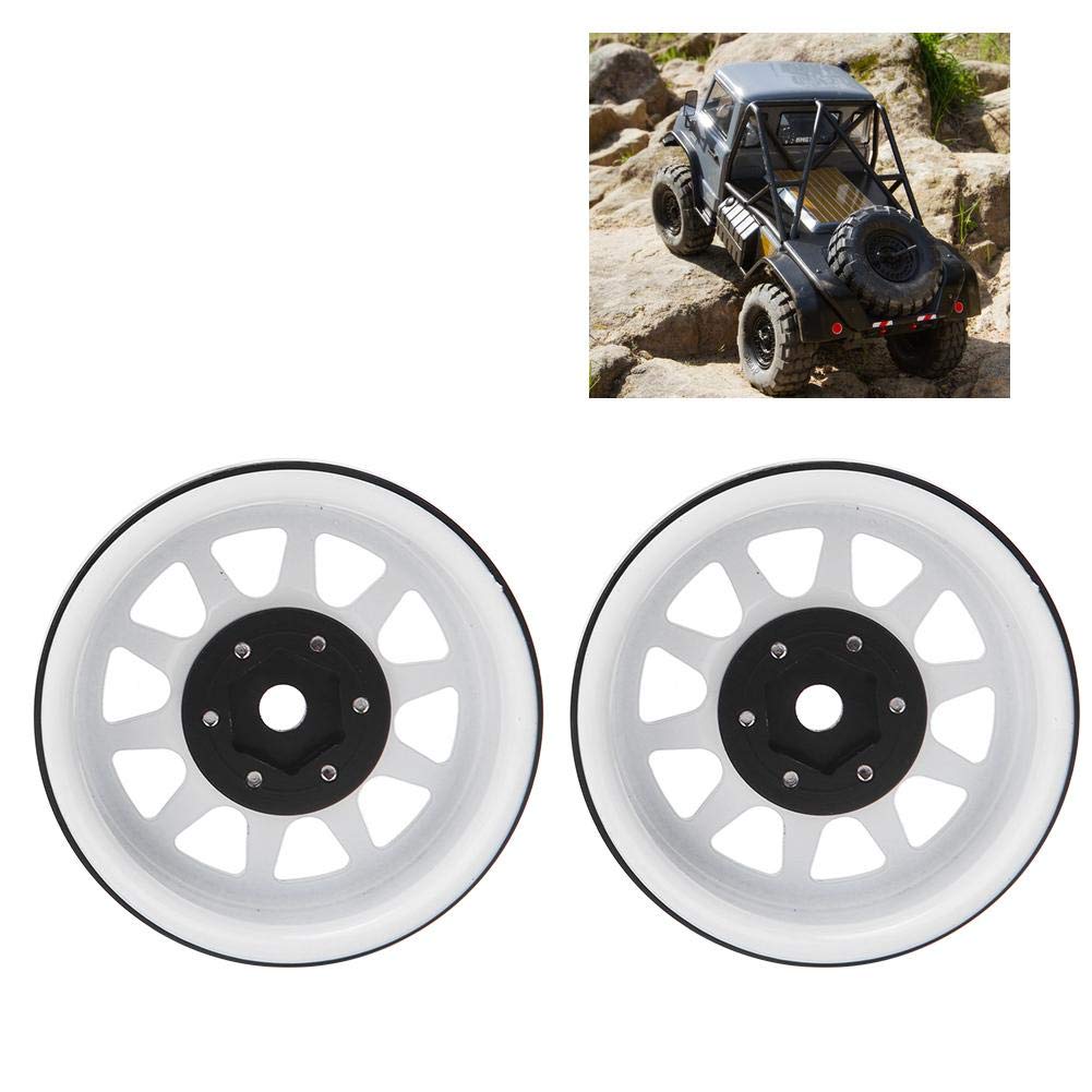Dilwe Moyeu de Jantes en Alliage Beadlock Compatible avec TRAXXAS -4 1/10 RC Crawler(Blanc)