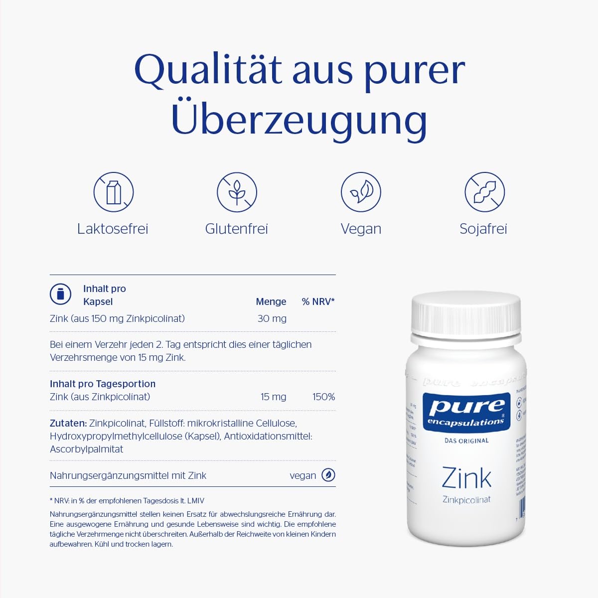 Pure Encapsulations - Zinkpicolinat - Immunsystem Stärken - Erhalt von normaler Haut, Haare, Nägel & Knochen - 60 vegane Kapseln