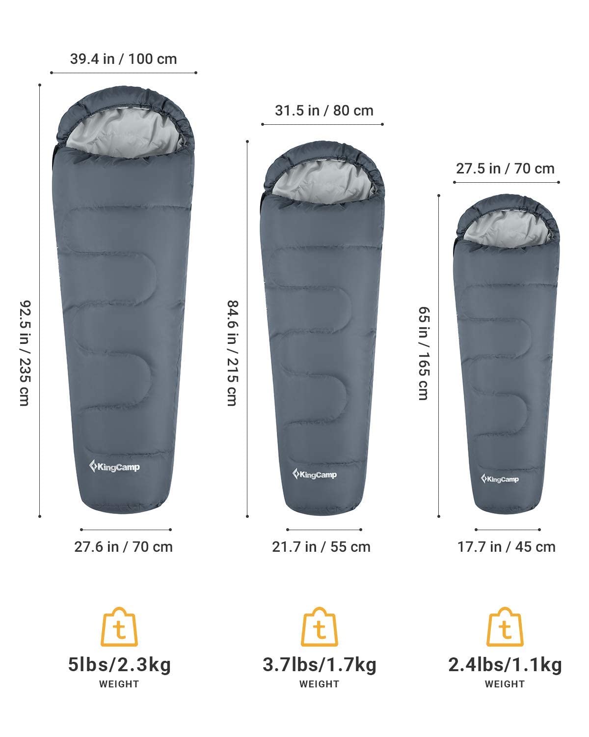 Sac De Couchage Jeunesse KingCamp Pour Randonnée - Taille Small - Neuf (détail)