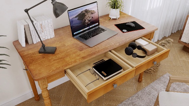 Amazon.com: ENPKLUTE 48 Inch Mid Century Modern Desk - Rubber Wood