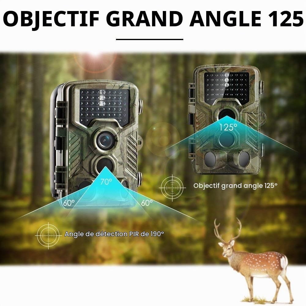 Caméra de Chasse Infrarouge Invisible 16MP 1080P HD, Trail Caméra avec Sécurité 850nm No Glow Vision Nocturne Infrarouge activé 82ft/25m, Écran de 2,4 Pouces, Vitesse de Déclenchement de 0,2 s