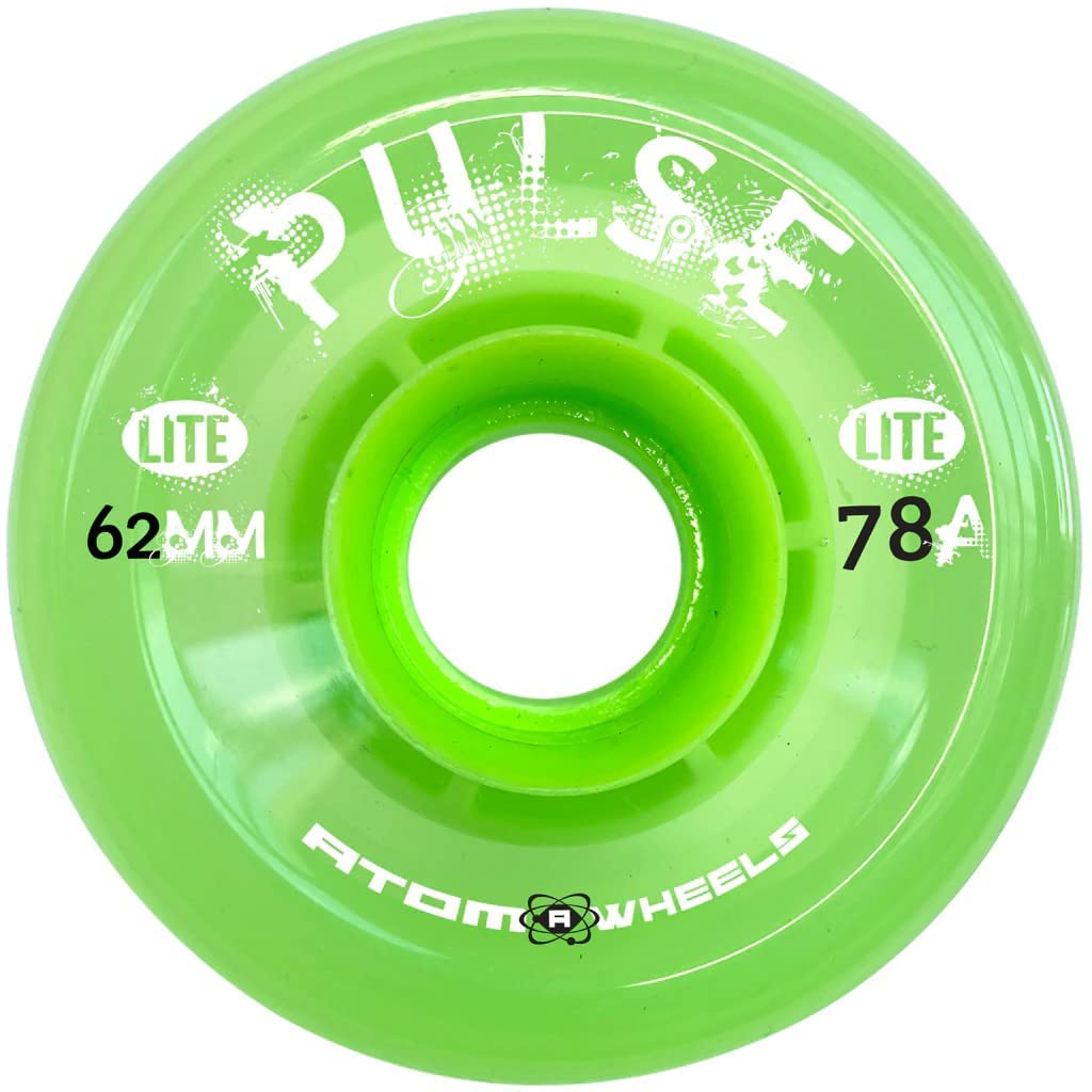 Atom Skates Quad Roller Wheels/Outdoor/Hardness 78A / 62x33 Lime Pulse Lite / 2 Packs - 8 Wheels