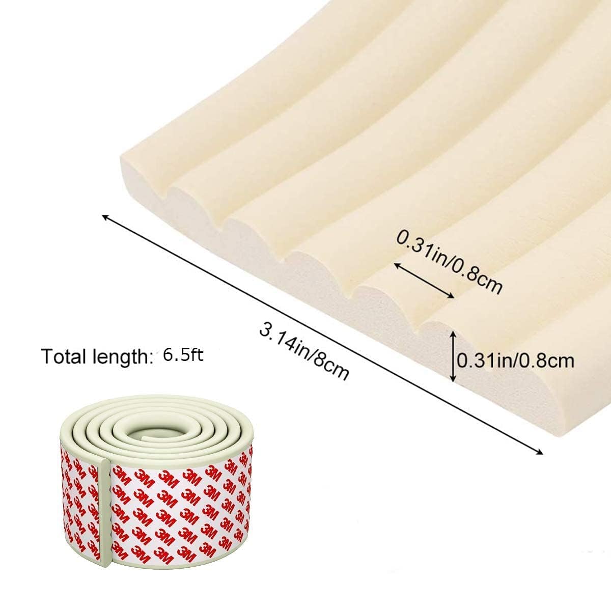CEPLO Table Edge Safety Strip, Extra Soft Foam Protector for Baby & Kids, Furniture,Table,DeskTable Protection Strip Corner Guards for Furniture,Table Corner Protector 2 Meter (Cream) 4