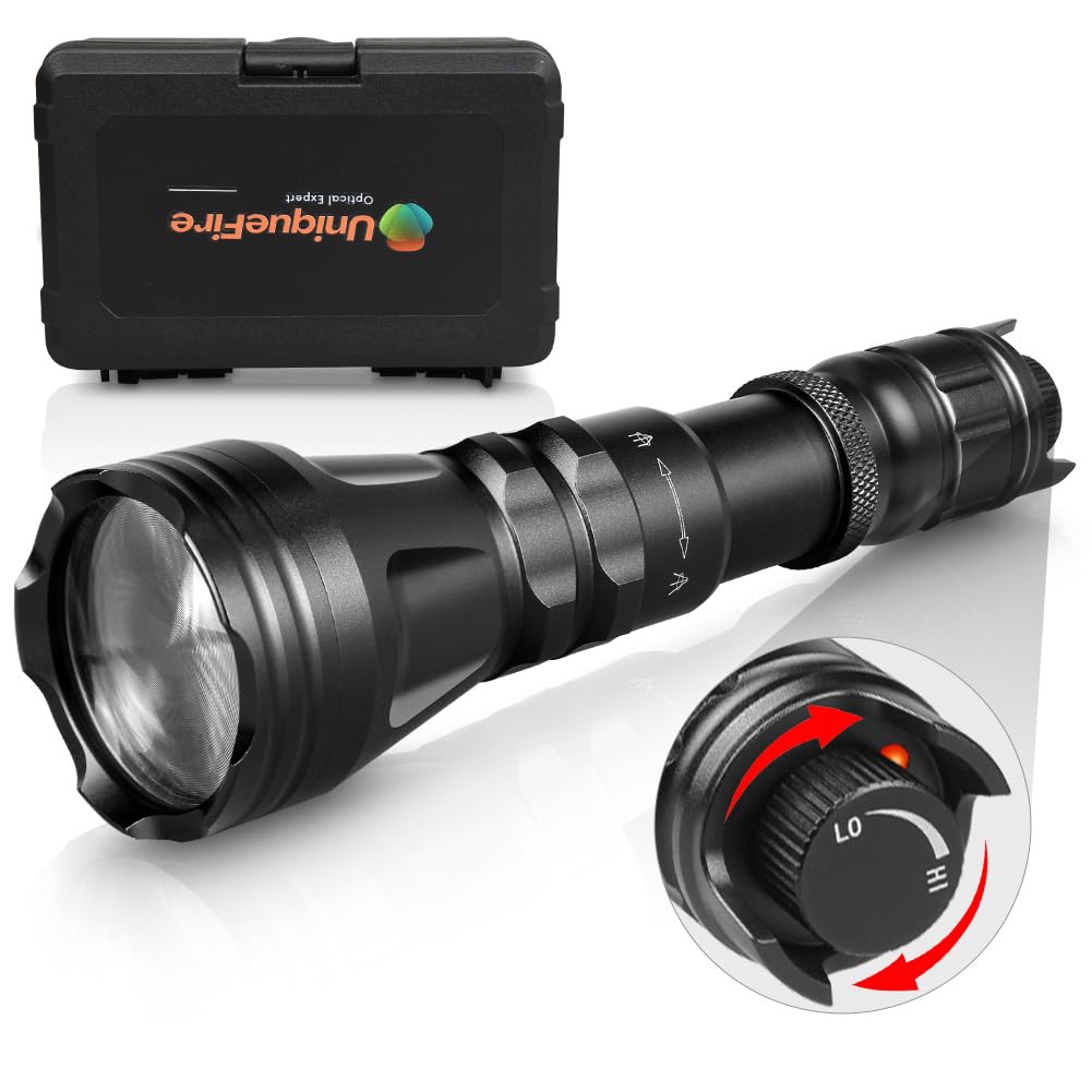 UniqueFire 940nm IR Illuminator Flashlight Lights for Night Vision,Fresnel Lens Zoomable Infrared Torch Light Rechargeable,Rapid Focus & Dimmer Switch,Exquisite Black Box Packaging Max Lighting 1000M