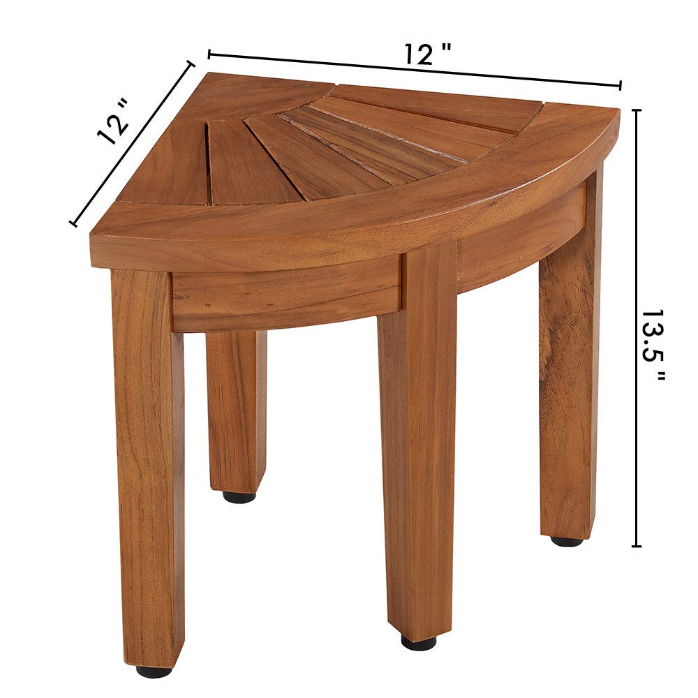 13.5" Teak Shower Foot Stool for Shaving Leg & Washing Foot, Teak