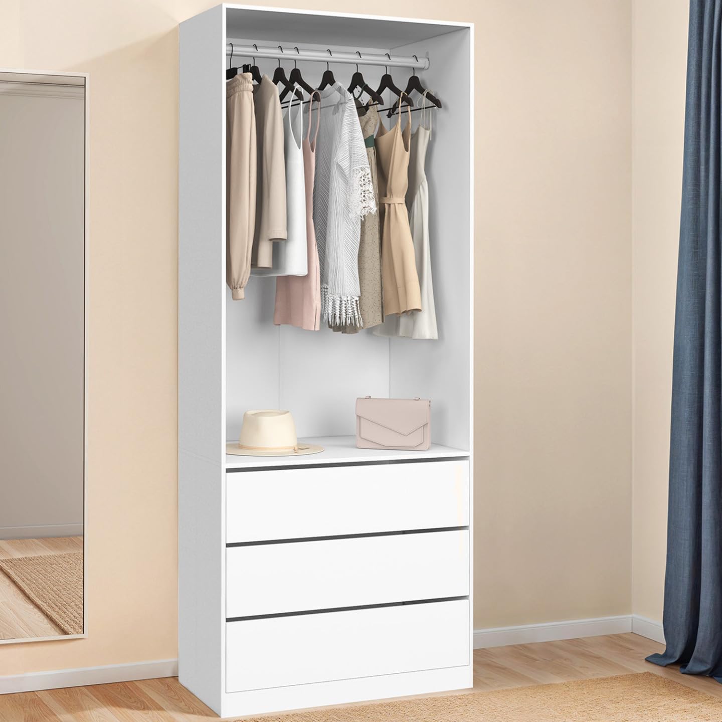 IDMarket - Dressing TAYLOR 80 x 55 x 200 cm blanc