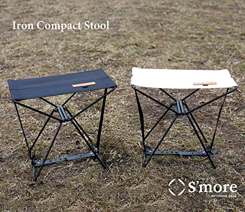 Smore-Iron-Compact-Camping-StoolCompact-Portable-Folding-StoolOne-Step-Installation-600D-Oxford-Cloth-Lightweight-and-Sturdy-for-Outdoor-Walking-Hiking-Gardening-Fishing-BBQ-Black