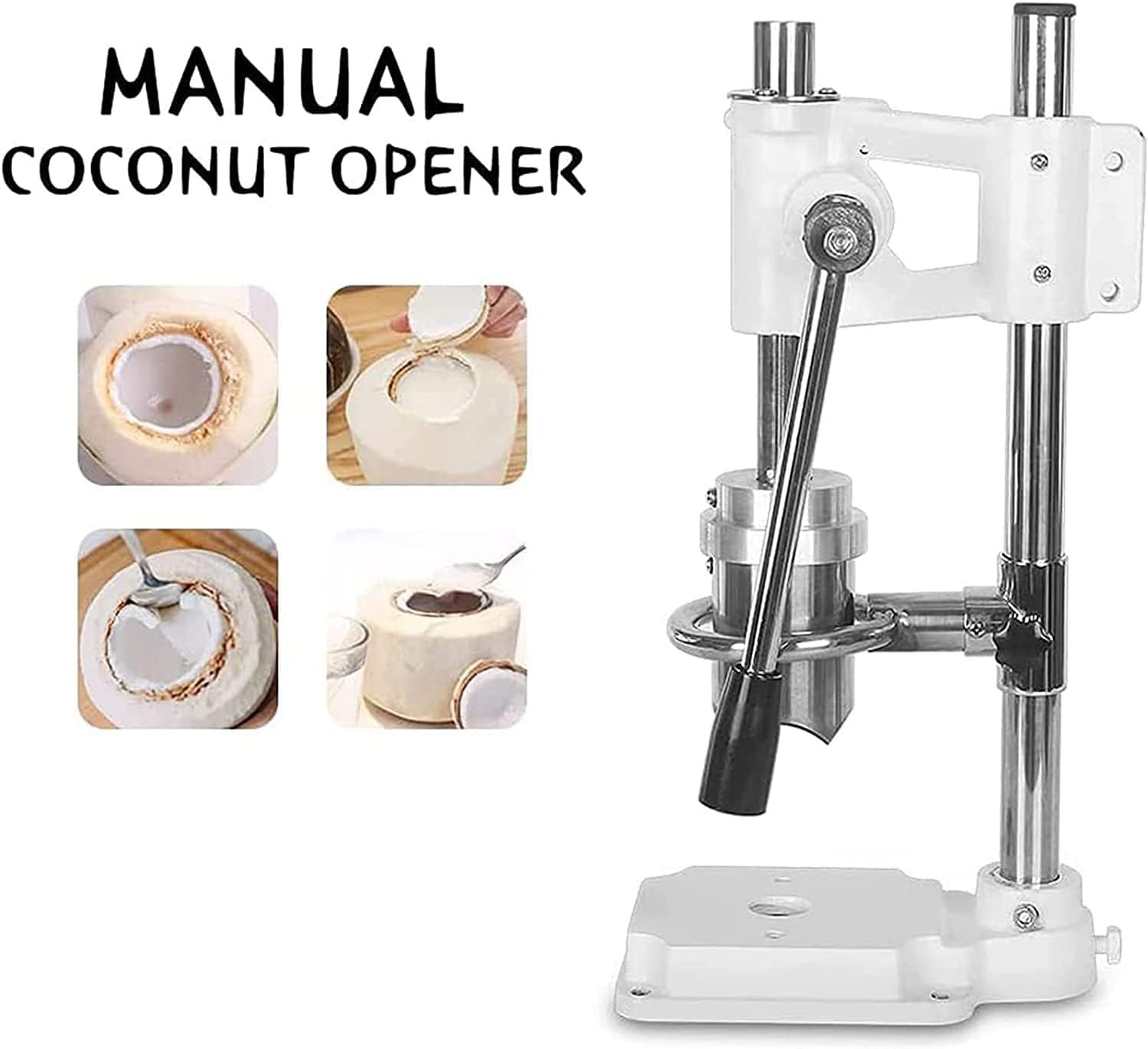 Stainless Steel Coconut Opener Tool,Size 6 Cm Hole Drill,Manual Coconut Hole Opening Machine,Vertical Coconut Opener Tool,for Young/Tender Coconut