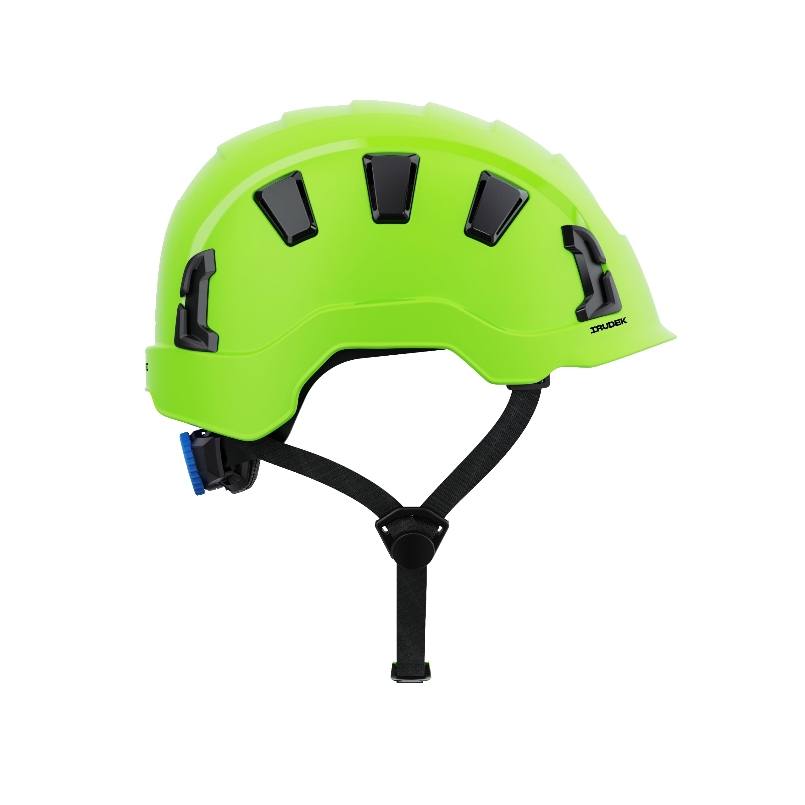 Irudek OREKA II Vent Verde – Casco ventilado para Trabajos en Altura, ABS Ultraligero, barboquejo Ajustable, Ranuras universales 30 mm, Chip NFC Integrado, Certificado EN 397 y EN 12492