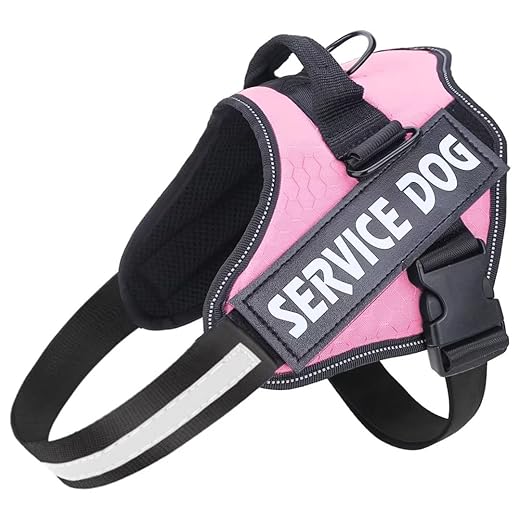 Belababy Soft No Pull Dog Harness X Large, Adjustable Assistance Service Dog Vest with Safety Buckle, Reflective Breathable Outdoor Training Dog Harness(Pink)