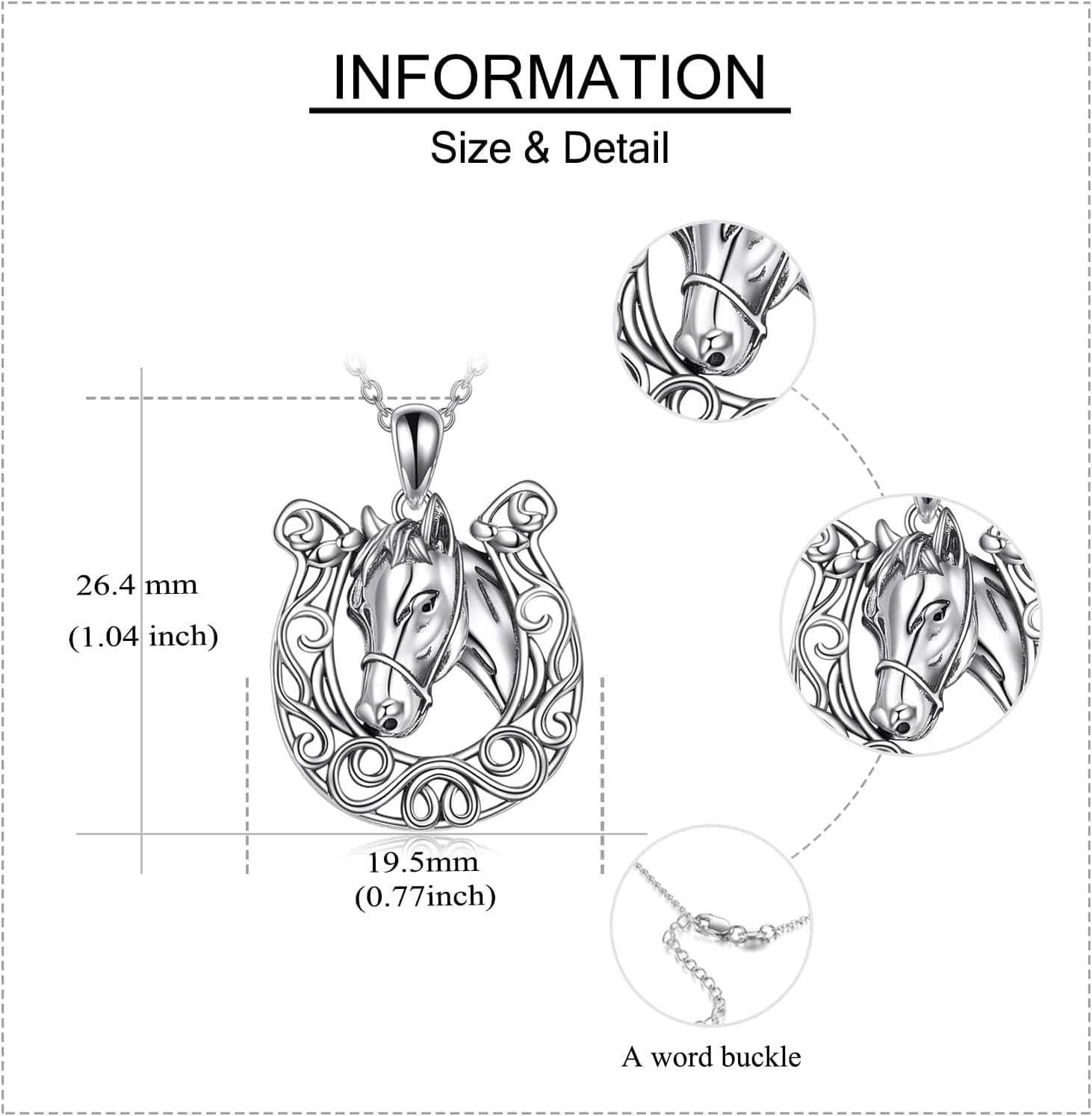 YAFEINI Horseshoe Horse Necklace 925 Sterling Silver Celtic Knot Horse Pendant Lucky Horse Jewelry Gifts for Women Girls… - Image 3