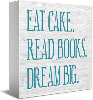 Rustic Wood Box Sign Eat Cake Read Books Dream Big Farmhouse Quote Wood Box Sign For Home Shelf Table Decoration 5 X 5 Inch