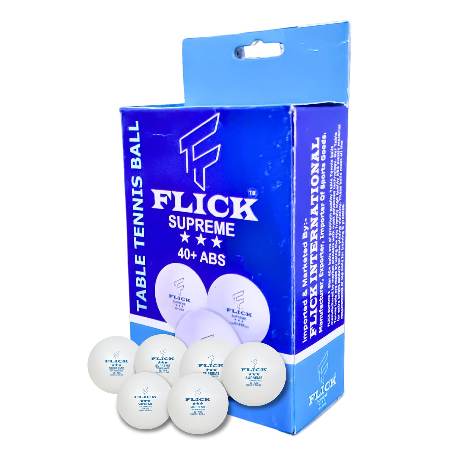 FLICK Supreme 3-Star Table Tennis Balls: Professional Grade- Standard 40+mm Size, Durable White Balls for Tournament & Training (Pack of 6 Balls) (B0CQCRQQLQ) Amazon Price History, Amazon Price Tracker
