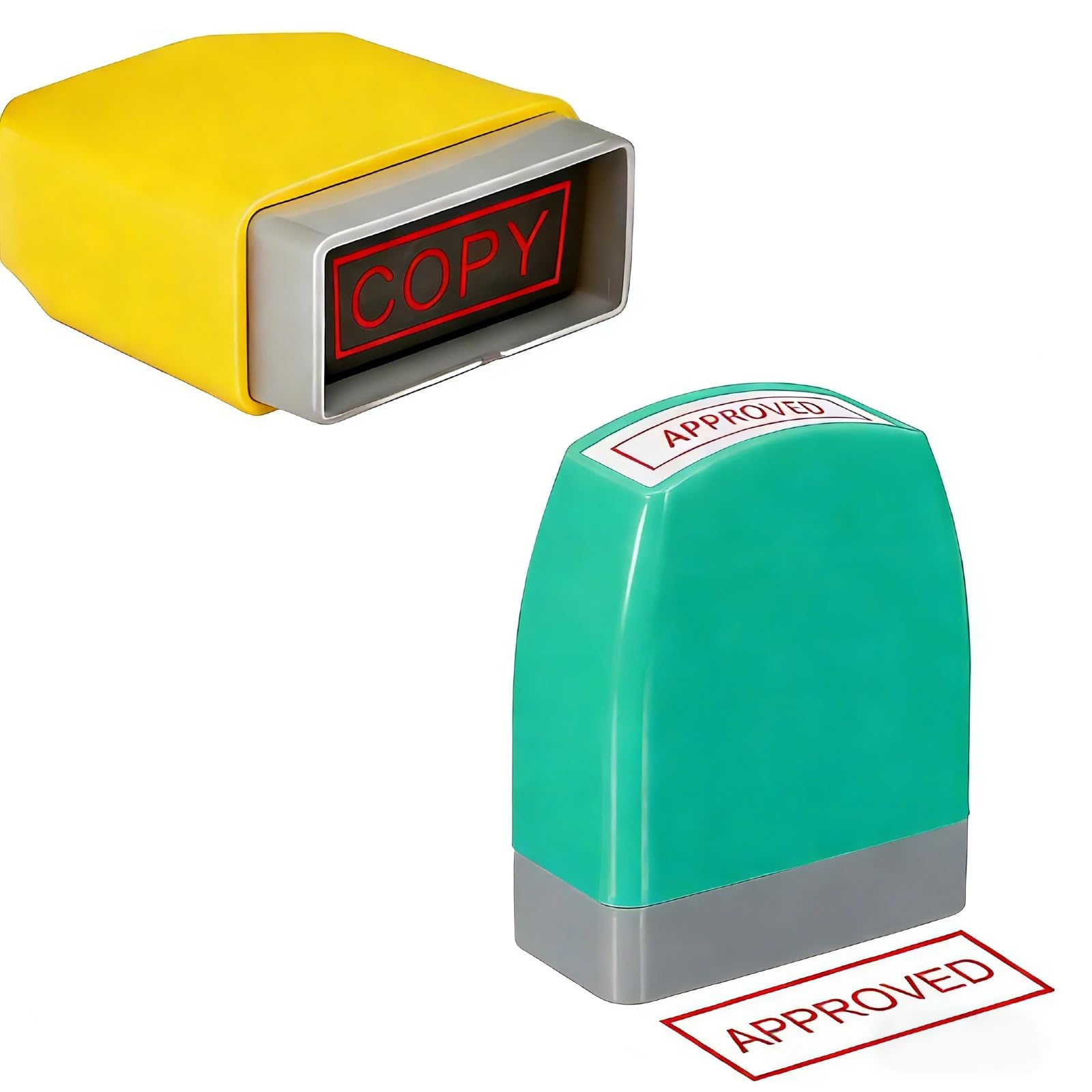 Notice Stamp Self Inking - Approved+Copy Pre-Inked Rubber Stamp with Red Ink, Refillable Office for Documents, Papers, Business Forms & Certificates, Professional Desk for Quick Approval