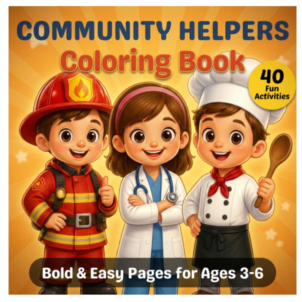 Community Helpers Coloring Book: Bold & Easy Pages for Ages 3–6 (Little Explorers Coloring Series)