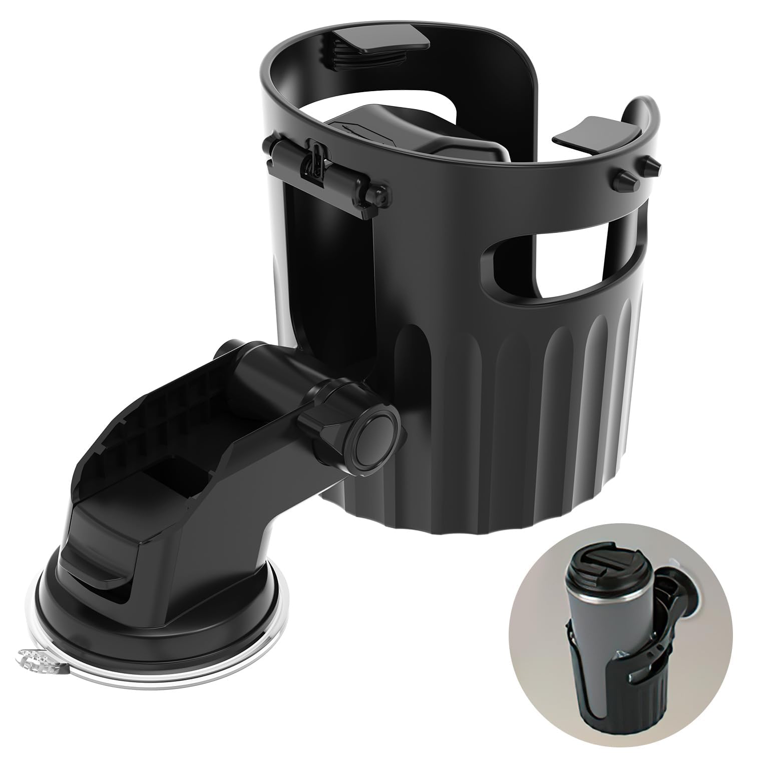 KEMIMOTO Multifunktionaler Getränkehalter, wiederverwendbarer Saugnapfhalter Klappbecher, Wasserflaschenhalter mit Zungenspatel für Boot, Kajak, Surfbrett, Wohnmobil, Schreibtisch, Pool, Fenster