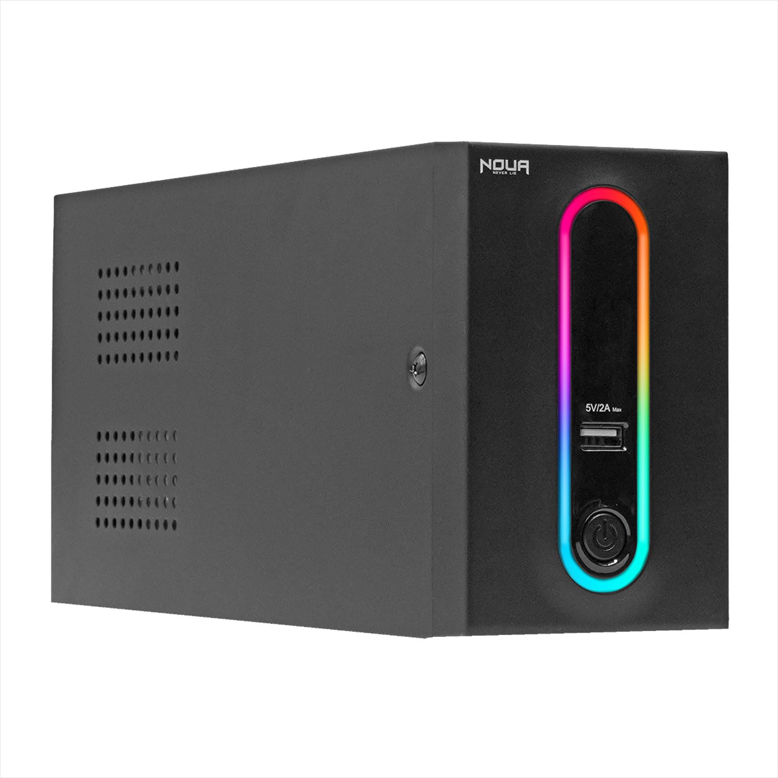 Noua Zeus 600VA RGB zasilacz awaryjny do komputera PC UPS Line Interactive 600 VA / 360 W, AVR, 2 wyjścia Schuko, port ładowania USB 5 V/2 A