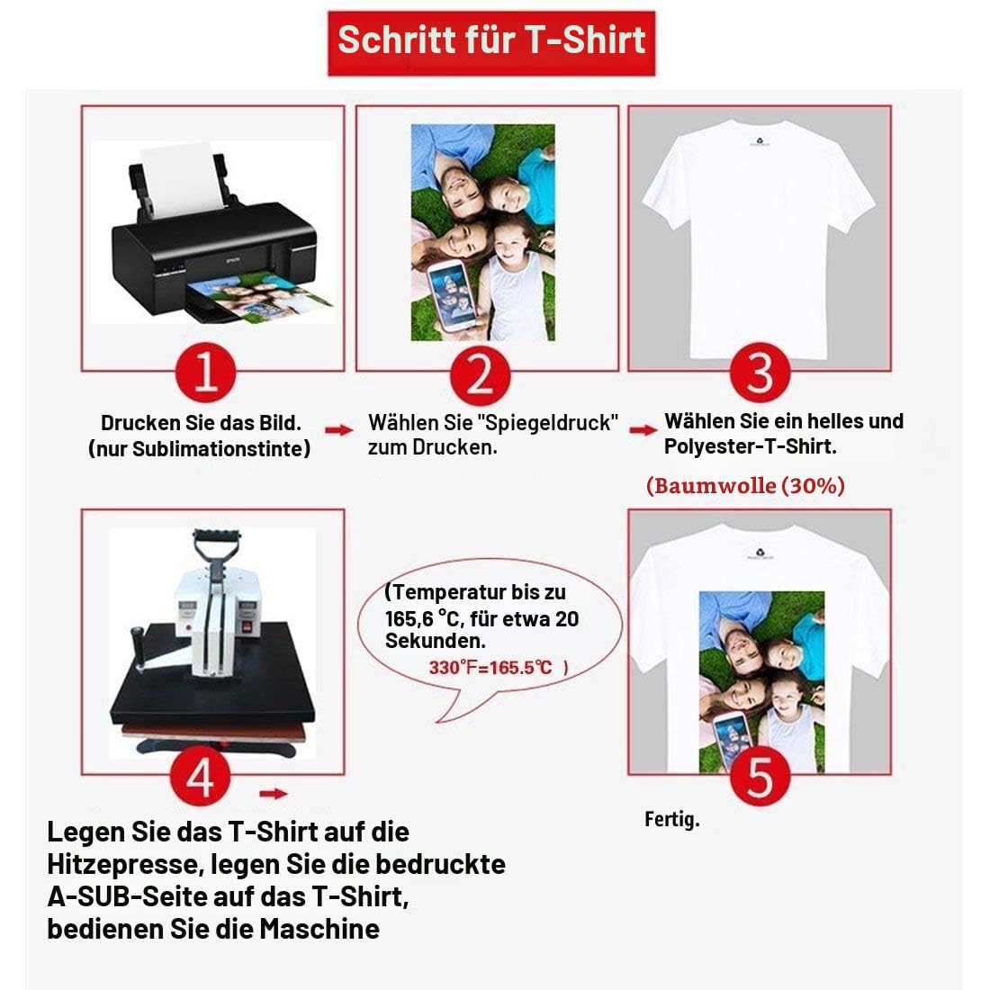 A-SUB Sublimationspapier A3, 297 x 420 mm, 100 Blatt, 120 g/m², Kompatibel mit EPSON, SAWGRASS, RICOH, BROTHER Sublimationsdruckern