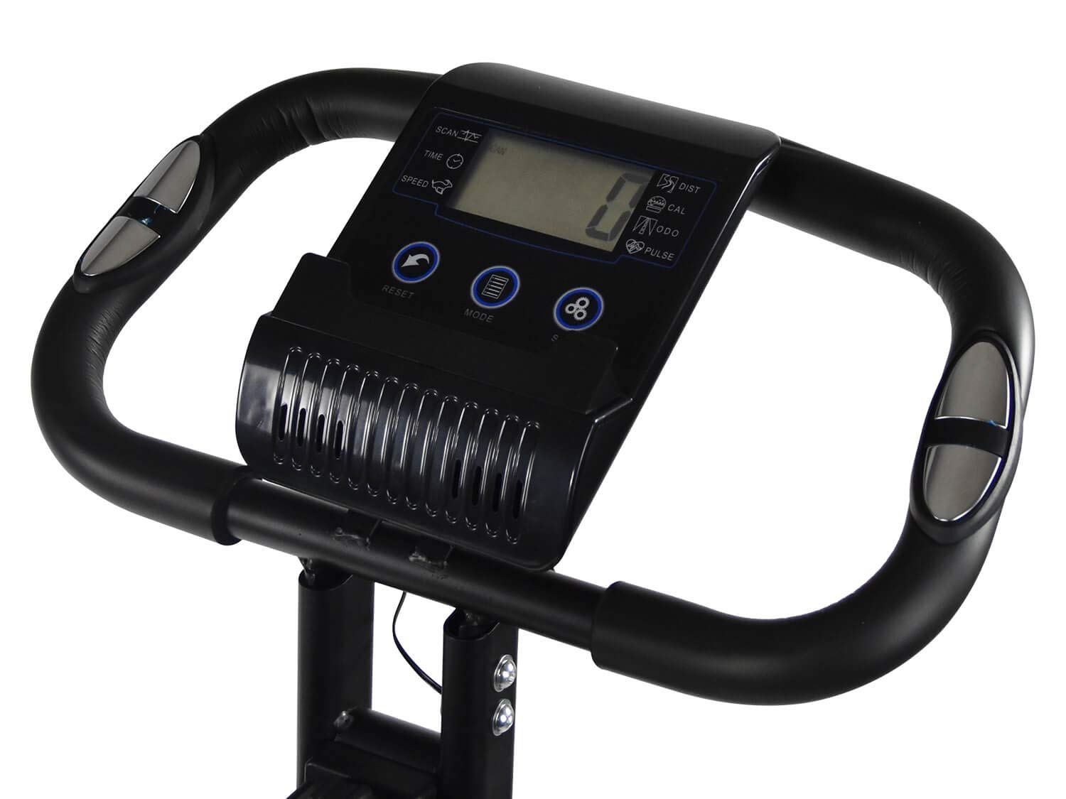 Maxofit MF-30 X-Bike Vélo d'appartement pliable (Ergomètre)pour Entrainement cardio ,avec dossier réglable, 8 niveaux de résistance, 2 bandes élastiques et écran LCD