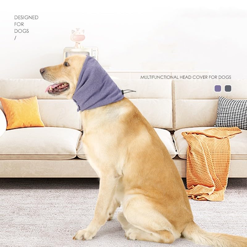 Yanmucy Hundeschutz, Verstellbarer Ohrenschutz mit Klettverschluss, zur Angstlinderung, Haustier-Kopfbedeckungen zur Reduzierung von Lärmschutz, Anti-pflegend (Grau, M)