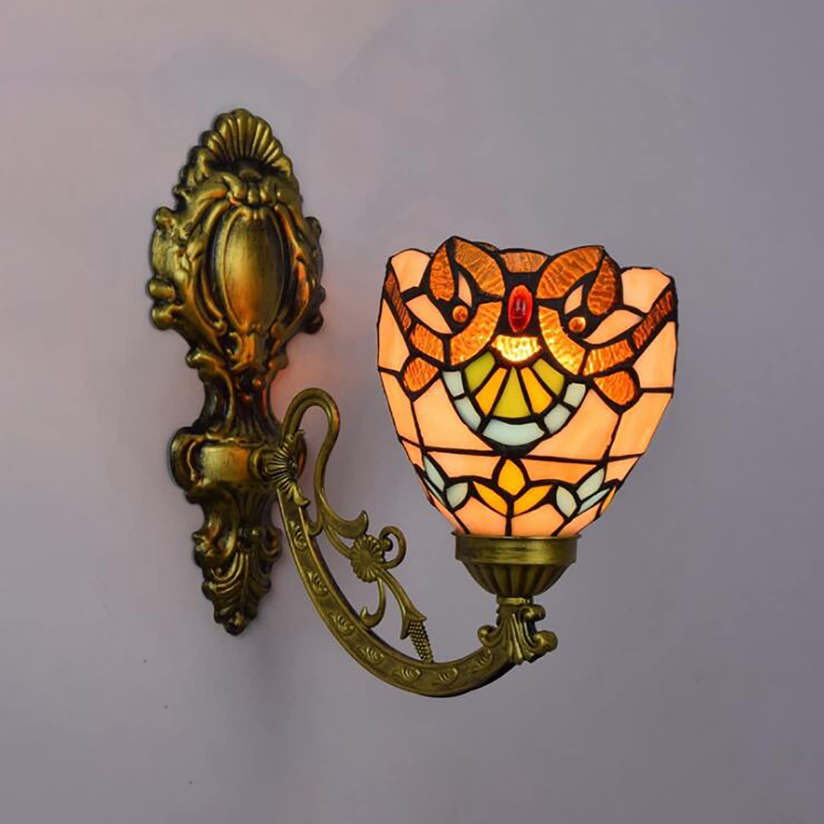 Lampada da Parete in Stile Tiffany Lampada da Parete in Vetro Colorato Dispositivo di Illuminazione Fissa Lampada da Parete Decorativa retrò per Corridoio Scale Camera da Letto Soggiorno Bagno