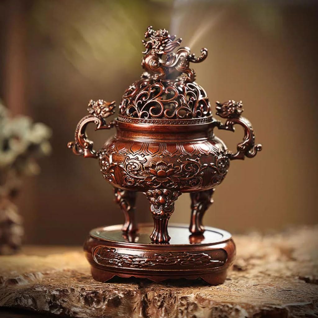 Quemador de incienso de cascada, quemador de incienso estilo trípode antiguo, quemador de incienso para ceremonia de té, quemador de incienso de reflujo