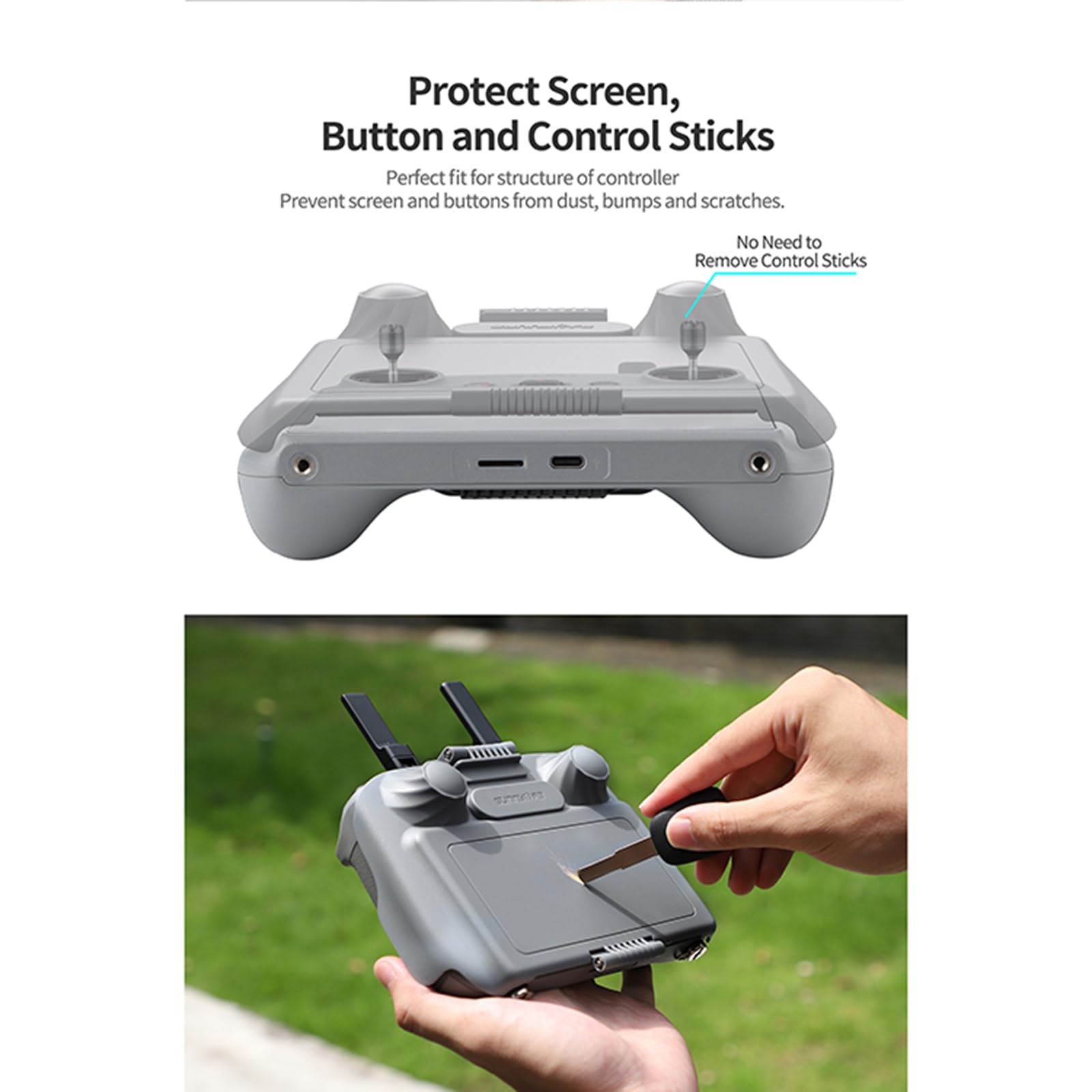 2 in 1 Mini 4 Pro/Air 3 RC 2 Controller Protector Cover Sun Hood Sunshade Compatible for DJI Mini 4 Pro/Air 3 RC 2 Remote Control Drone Accessories - Image 4