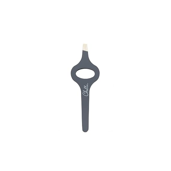 Chella Eyebrow Tweezers, Rubber Coated Stainless Steel Slanted Brow Tweezer