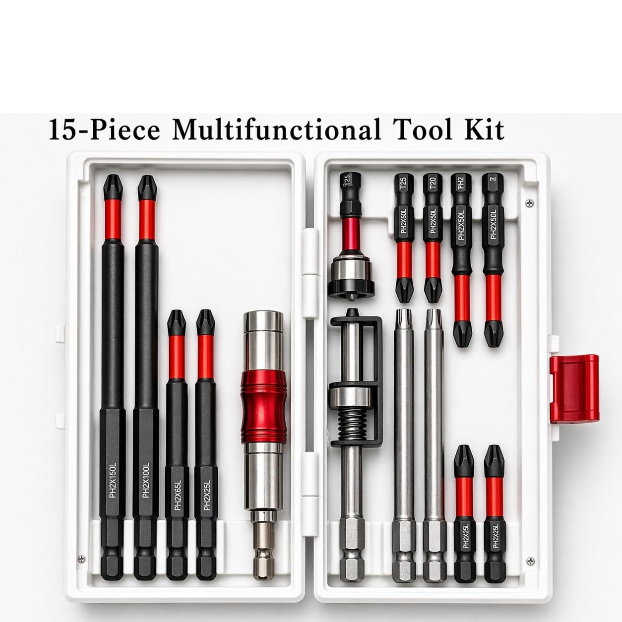 Stal PH2 — 15-częściowy zestaw bitów udarowych S2, akcesoria narzędziowe w wielu rozmiarach Zestaw przedłużek(15pcs With box)