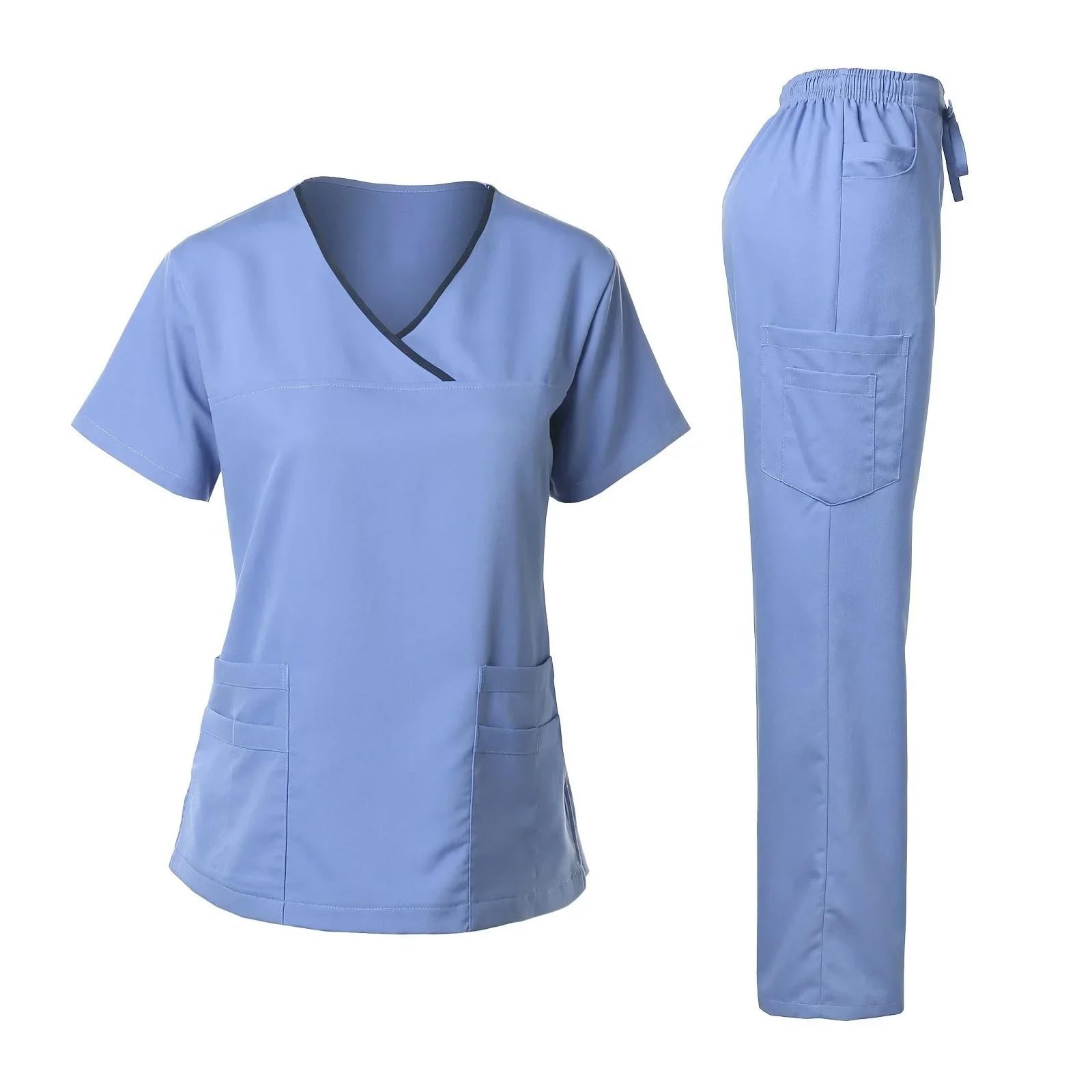 Uniforme Sanitario Mujer Uniforme quirúrgico for Mujer, Tops y Pantalones for salón de Belleza clínico, Hospital, SPA, Conjuntos Uniformes enfermería(Light Blue,M)
