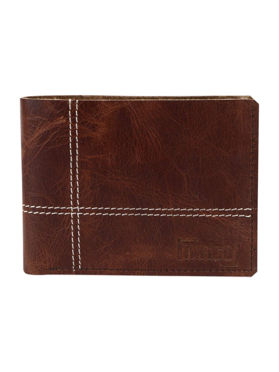 InfigoGenuine Hand Made Premium Mens Leather Wallet - Crossroads-Rider (ES) (Tan)
