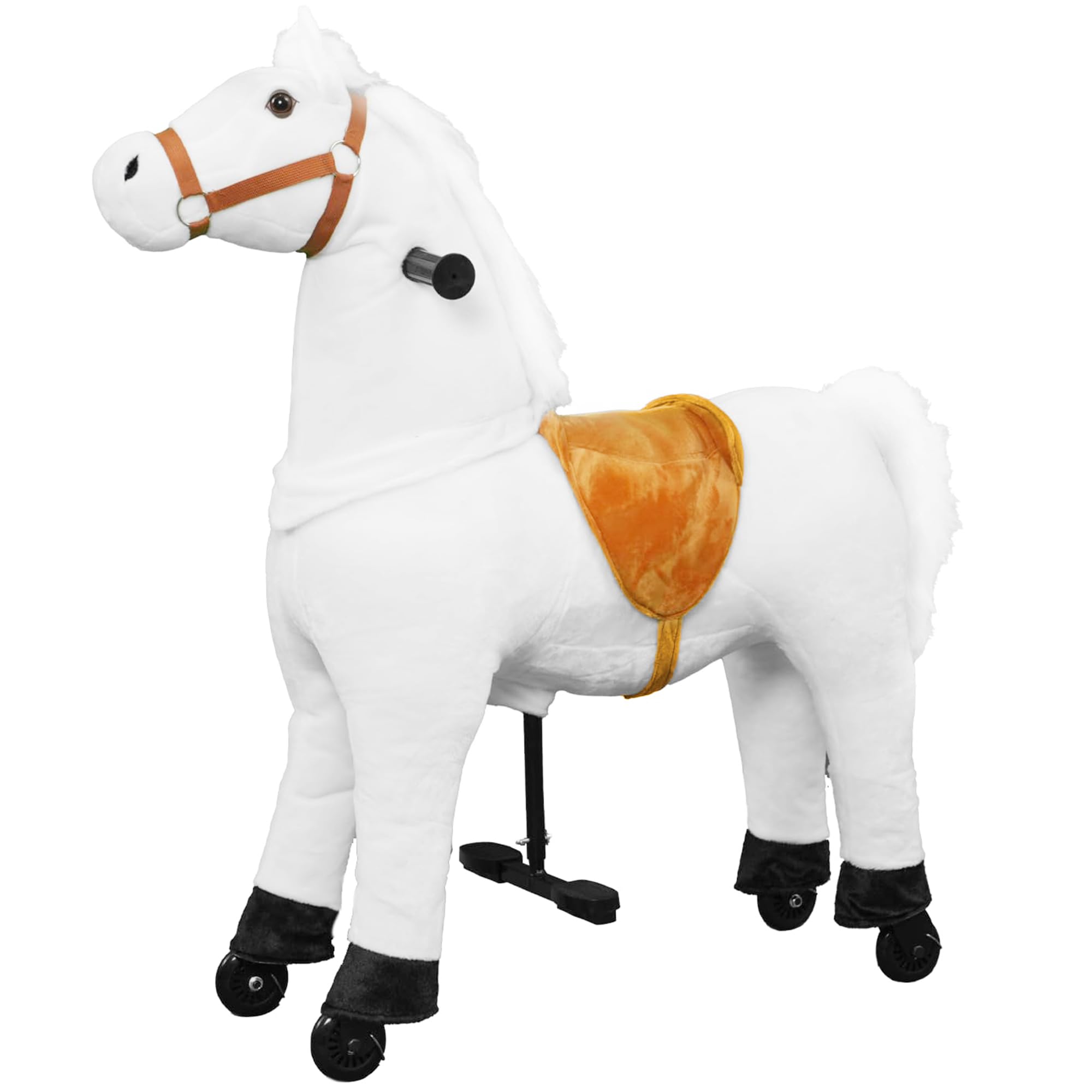 Ride on Horse,Horse Ride on Toy for Kids, Riding White Horse Mechanical Walking Action Plush Animal for 4 Years to 9, No Battery or Electricity, Max Load 165 LBS - White