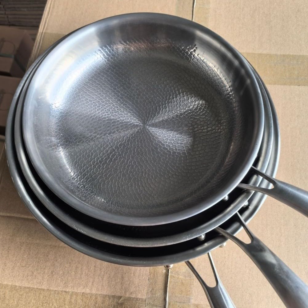 Sartén de para titanio Martilleado con Tapa Antiadherente para Inducción y Gas, Cocción Saludable sin Recubrimientos, Ligera y Duradera, 24 cm 1000 ML(22cm with Lid)