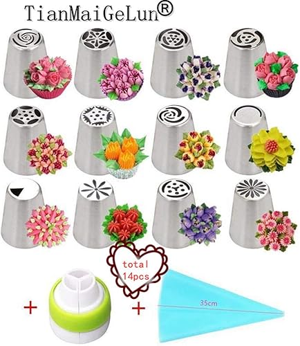 Miniatura 9 de Juego de 42 bolsas de tuberías y 42 piezas de bolsa de tuberías y boquillas para cupcakes y galletas, incluye 2 bolsas de tuberías reutilizables,
