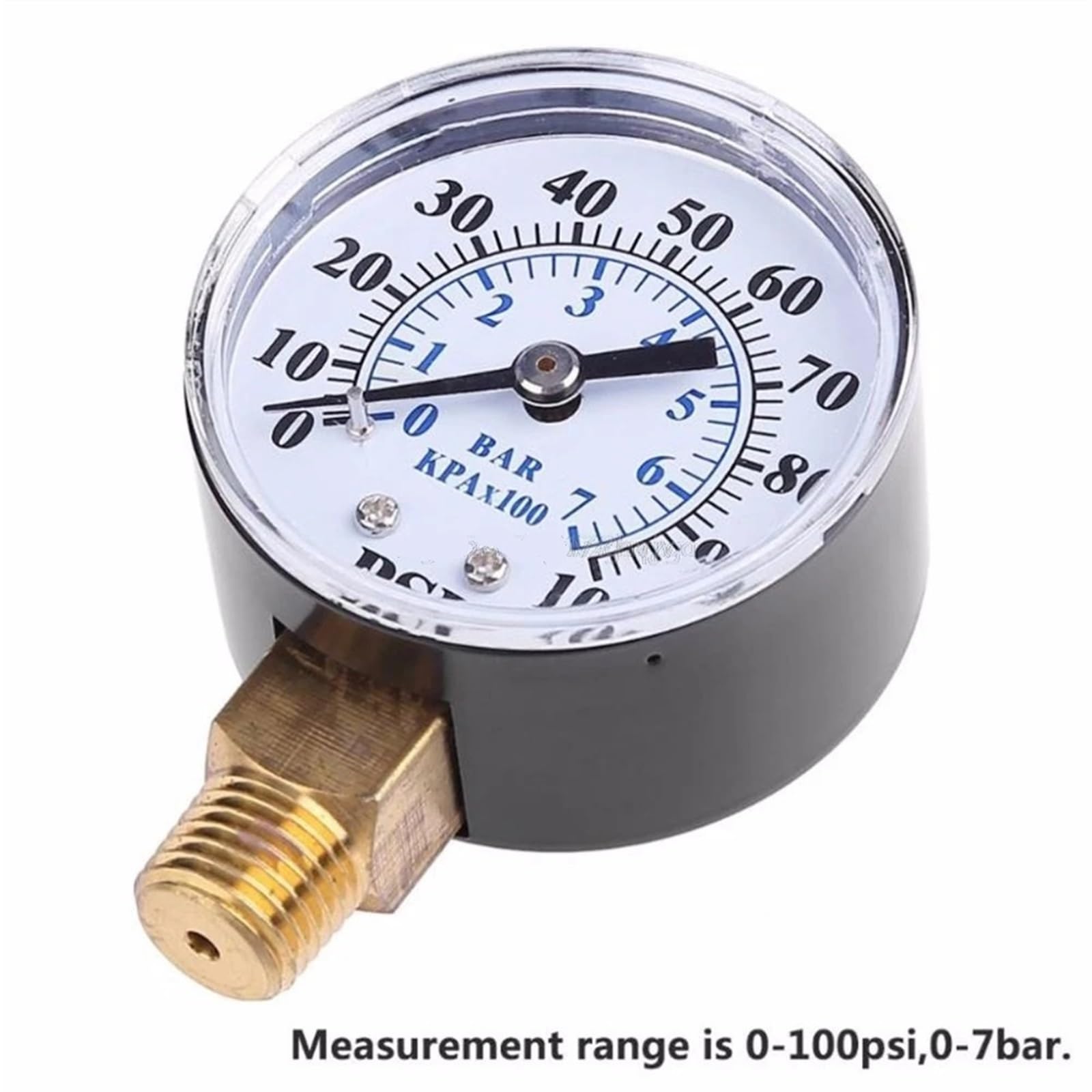 Manómetro de presión de agua,Manómetro mecánico, Manómetro 1/4'' NPT Rosca 0-100 PSI 0-7 Bar Agua Aire Gas Monitor de presión