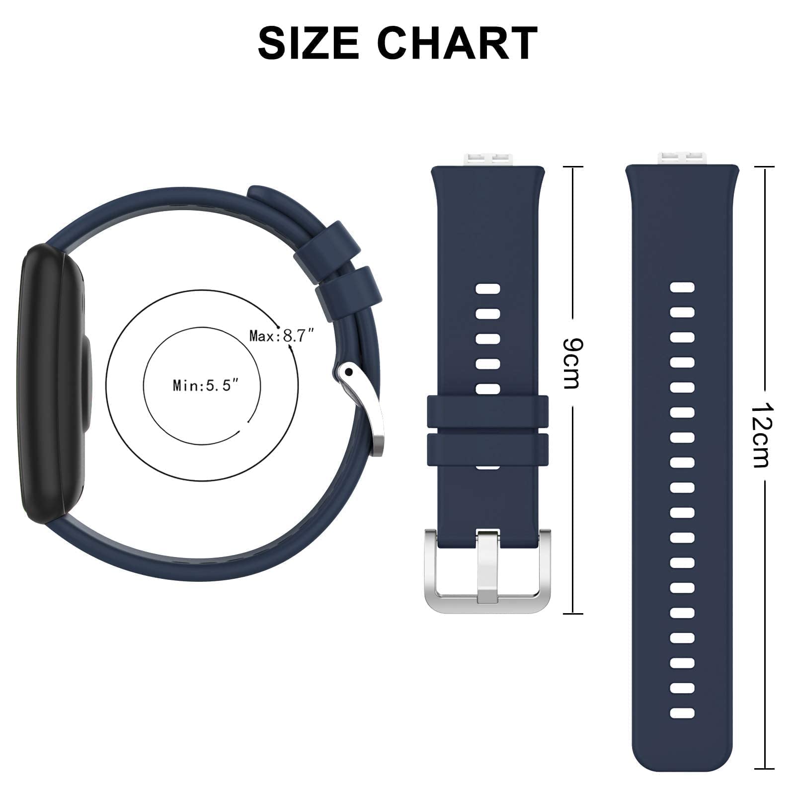 Wownadu Straps Compatible for HUAWEI WATCH FIT Strap Replacement for Women Men Silicone Sports WristBand Midnight blue Smart Watch Accessories,(No Watch) - Image 3