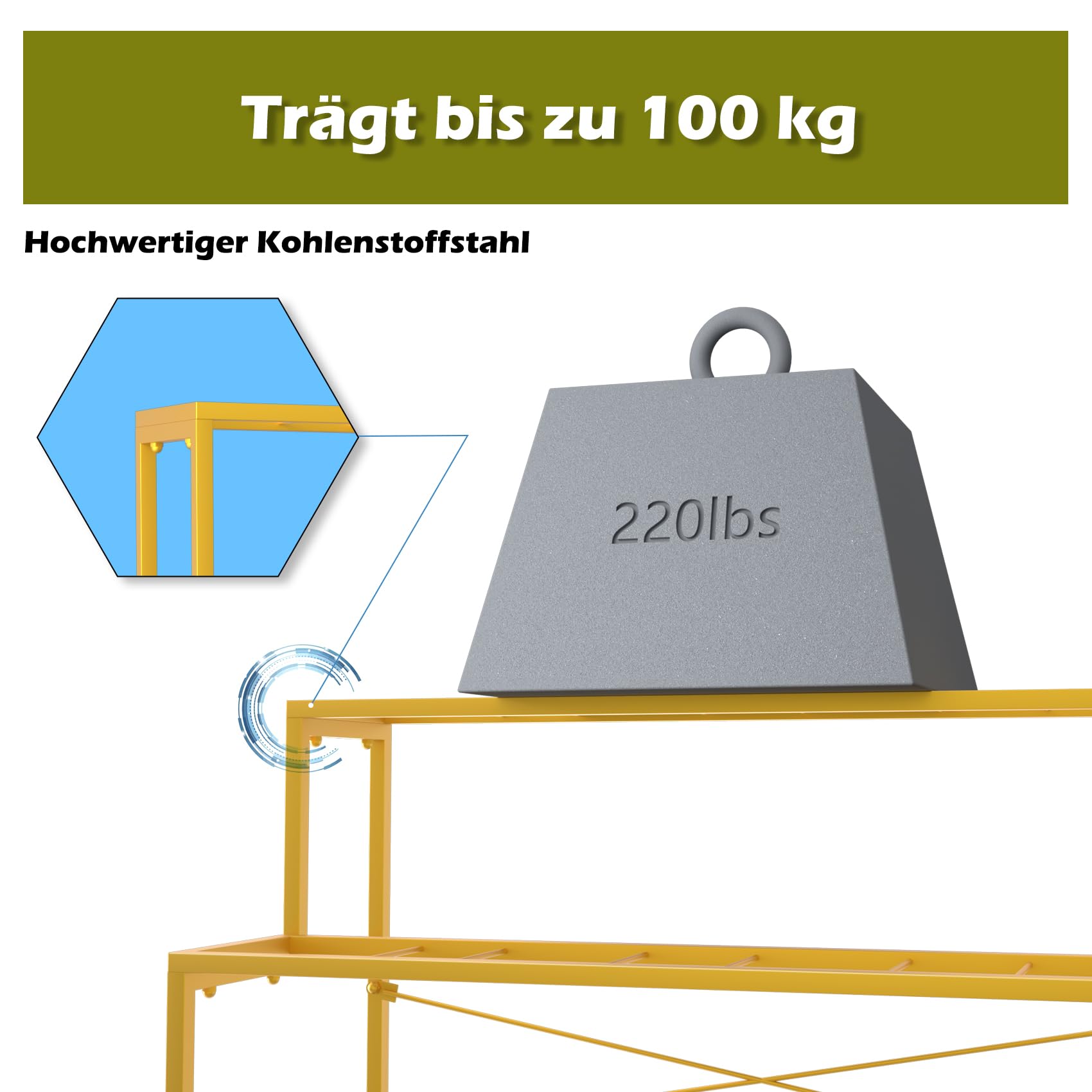 Blumenständer, 3-stöckig, Metall-Pflanzenständer mit 12 Kunststoff-Blumeneimern, beweglicher, robuster Blumenwagen, Blumenregal für drinnen und draußen, Terrasse, Garten, Wohnzimmer, Florist