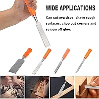 Vista 7 de Utoolmart Cincel de madera para carpintería de 0.394 in de ancho cabeza plana de talla de acero de alto carbono y mango de PVC para carpintería