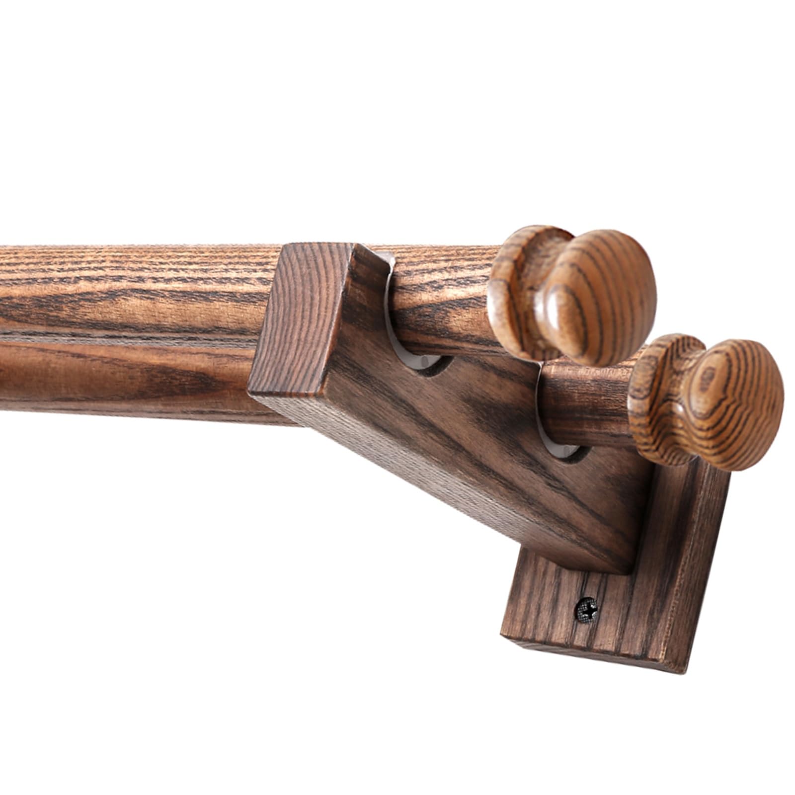 Tringle à rideaux réglable en bois 100-320 cm avec 2-3 supports, idéale pour stores simples et doubles, décoration d'intérieur élégante, installation facile, tringle double de 140 cm incluse