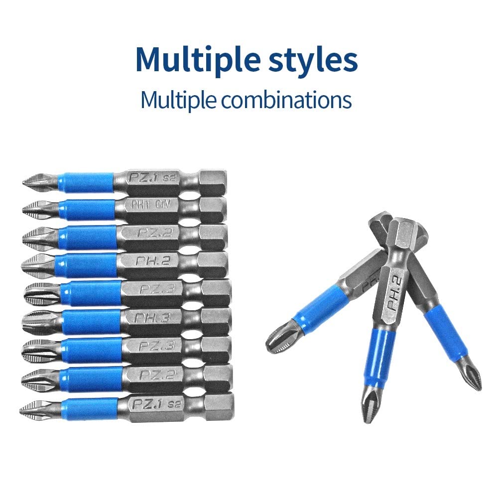 Jadeshay Screwdriver Bits,12 Pcs Magnetic Screwdriver Bits with PZ1 PZ2 PZ3 PH1 PH2 PH3 Impact Driver Bits S2 Steel Screw Driver Bits Set Hex Shank Head Suitable for Manual Electric and Cordless Drill - Image 2