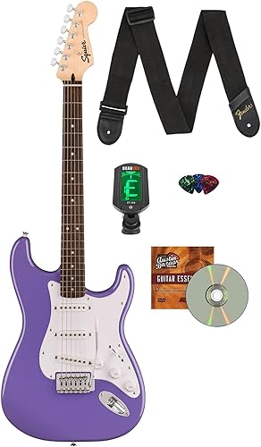 Miniatura 24 de Fender Squier Sonic Stratocaster - Paquete ultravioleta con amplificador, sintonizador, correa, cable, púas y DVD de guitarra Austin Bazaar